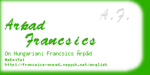 arpad francsics business card
